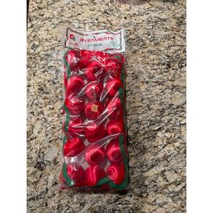 Vintage Pyramid Spun Satin Christmas Holiday Red 2" Diameter Tree Ornaments